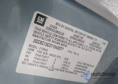 2007 Chevrolet Silverado 1500 Work Truck z USA, uszkodzony, nr VIN 2GCEC13C371542877